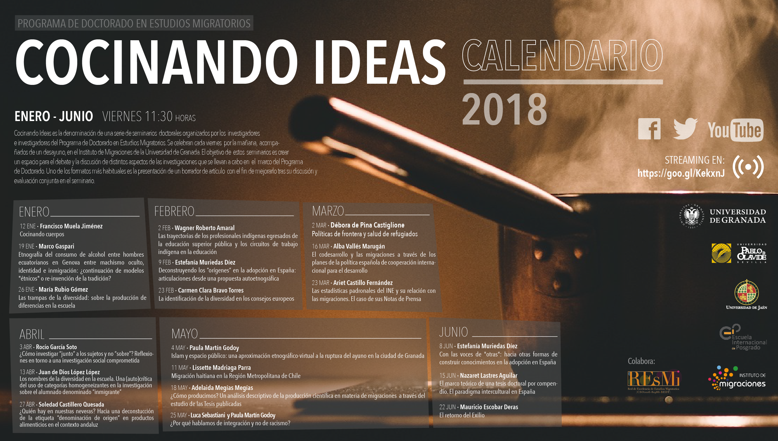 Cartel "Cocinando Ideas. Calendario Enero - Junio 2018"